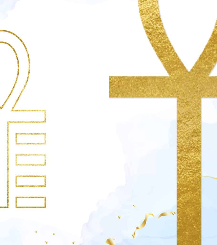 isis ankh symbol in gold foil